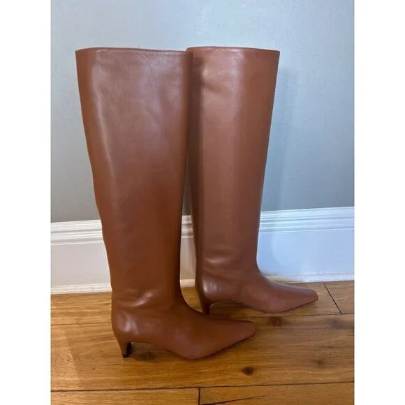 Staud Wally Knee High Leather Boots Tan Brown Womens Size 36 - Picture 8 of 13